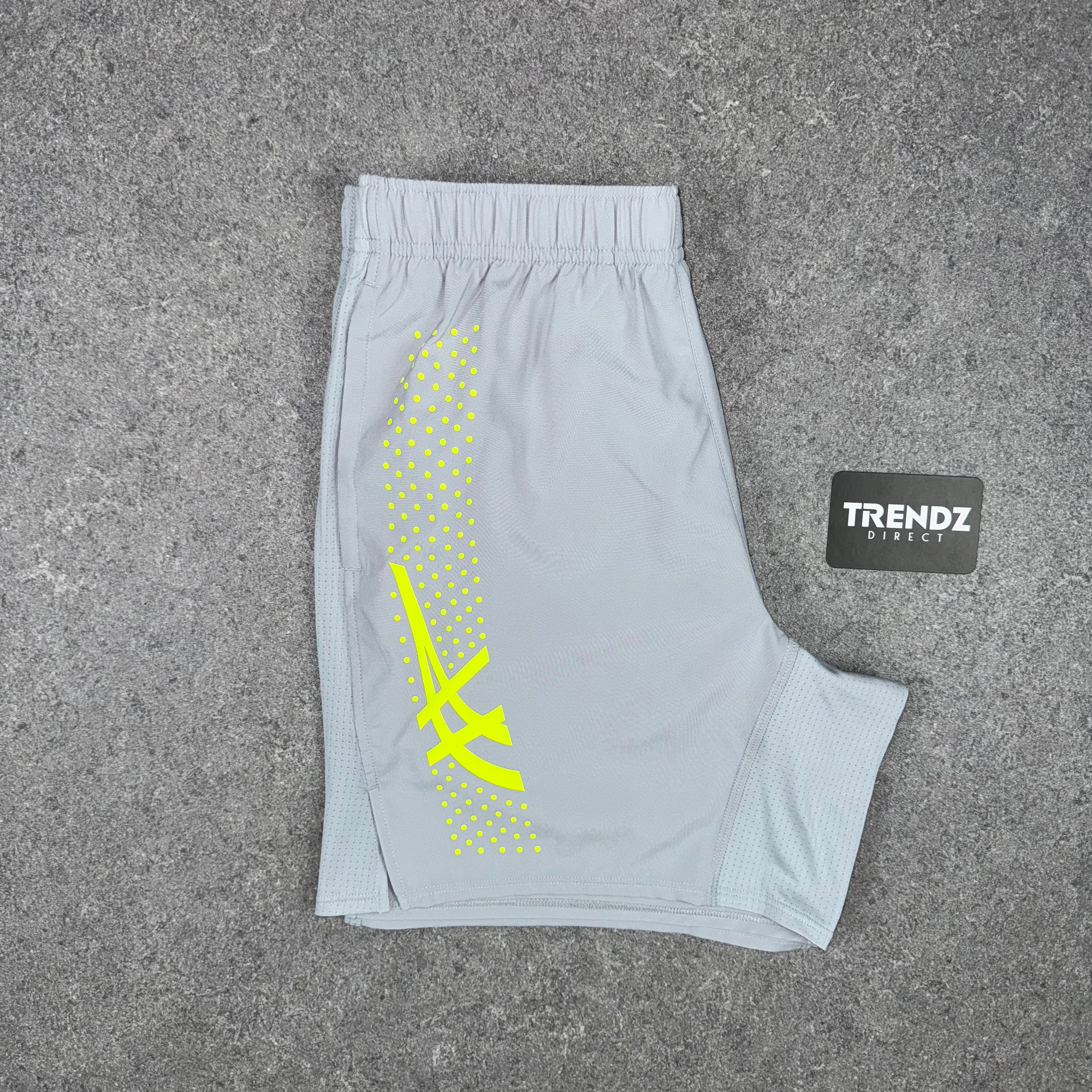 ASICS ICON WINDBREAKER JACKET & SHORTS SET - GREY/VOLT