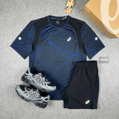 ASICS ROAD LITE T-SHIRT & SHORTS SET - NAVY/BLACK
