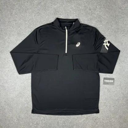ASICS ICON HALF ZIP & PERFORMANCE SHORTS SET - BLACK
