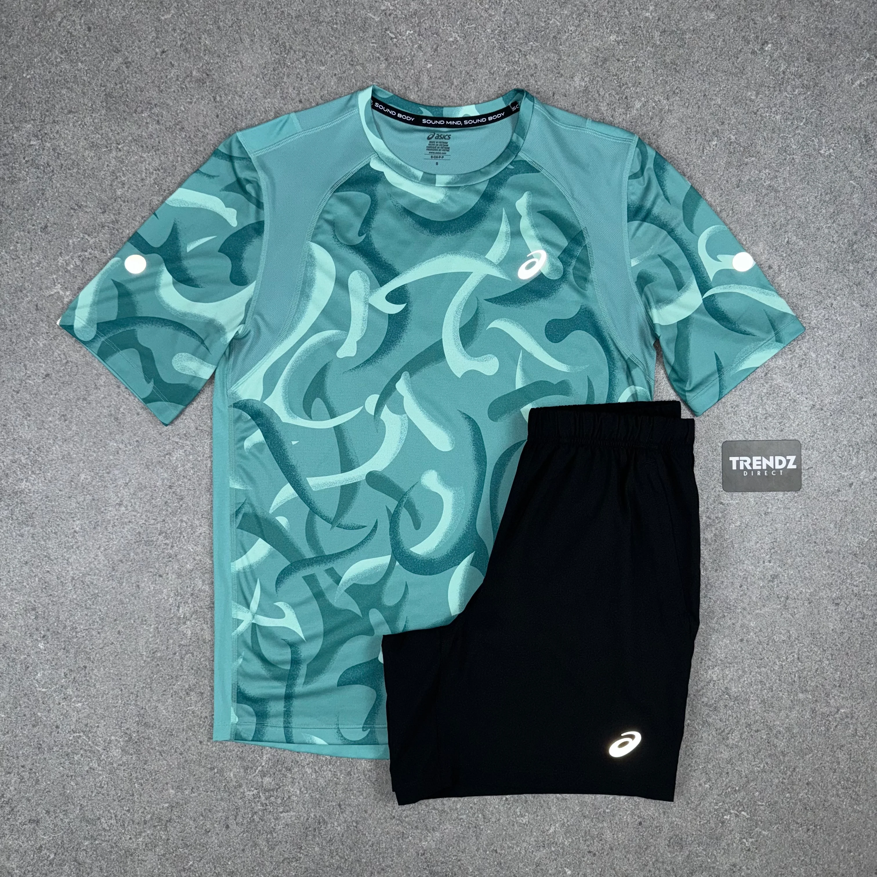 ASICS ROAD LITE T-SHIRT & SHORTS SET - LIGHT TEAL/BLACK