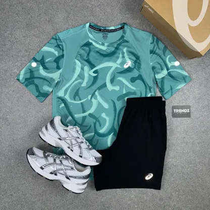ASICS ROAD LITE T-SHIRT & SHORTS SET - LIGHT TEAL/BLACK