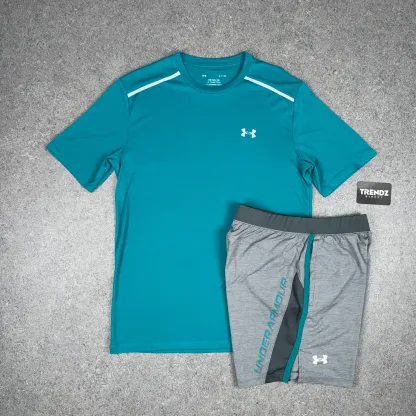 UNDER ARMOUR TECH REFLECTIVE SET - TEAL/GREY
