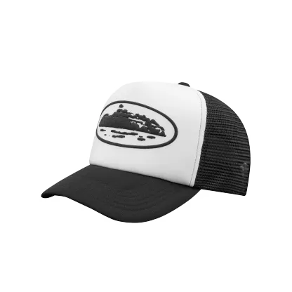 ISLAND PUFF PRINT TRUCKER HAT [WHITE/BLACK]
