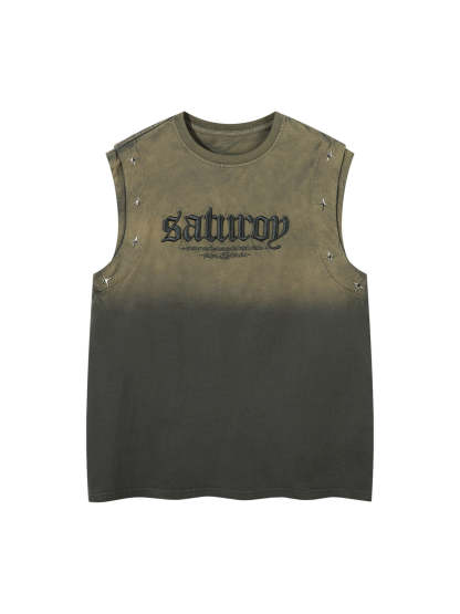 Gradient Embroidered Stars Tank Top