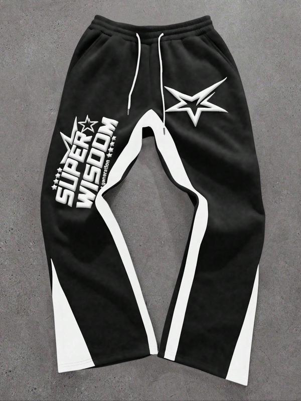 Colorblock Letter & Star Print Sweatpants