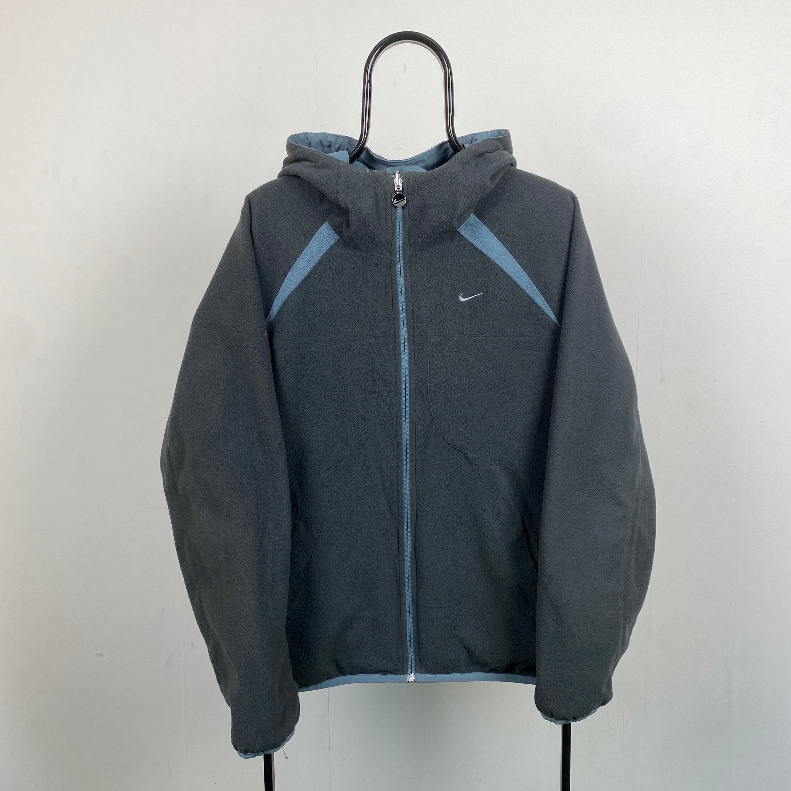 90s Reversible Fleece Coat Jacket Blue