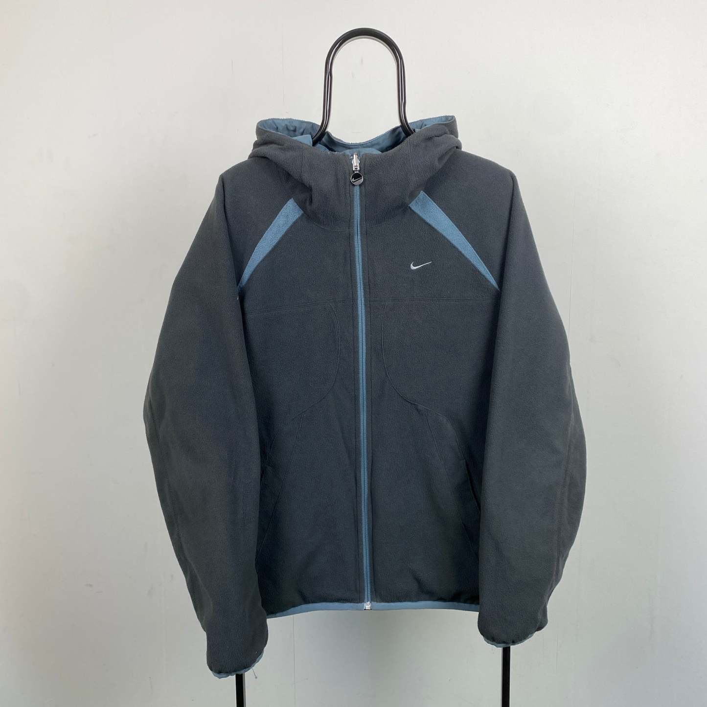 90s Reversible Fleece Coat Jacket Blue