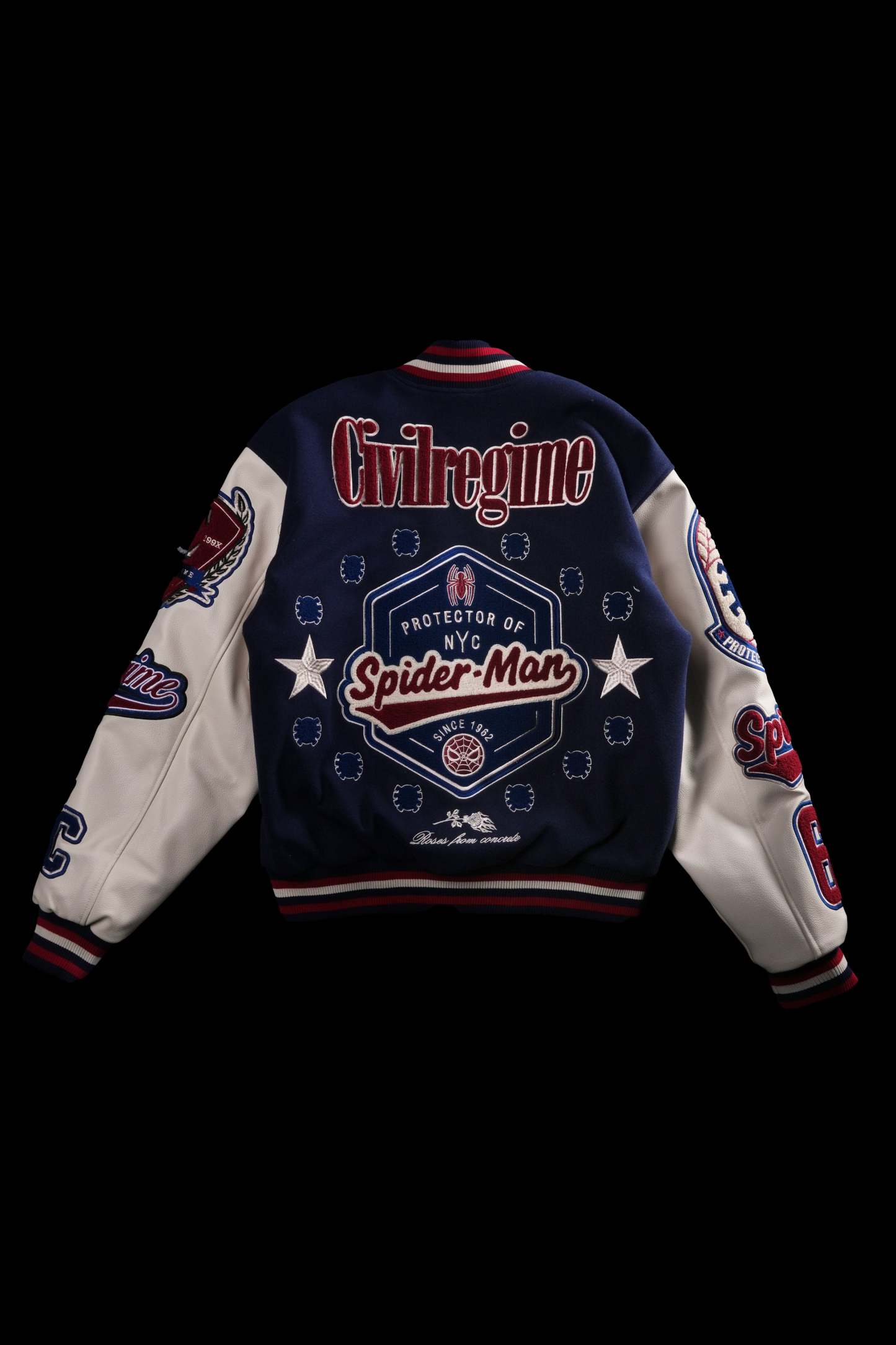 Protector Of NYC Letterman Jacket in Navy/Butter