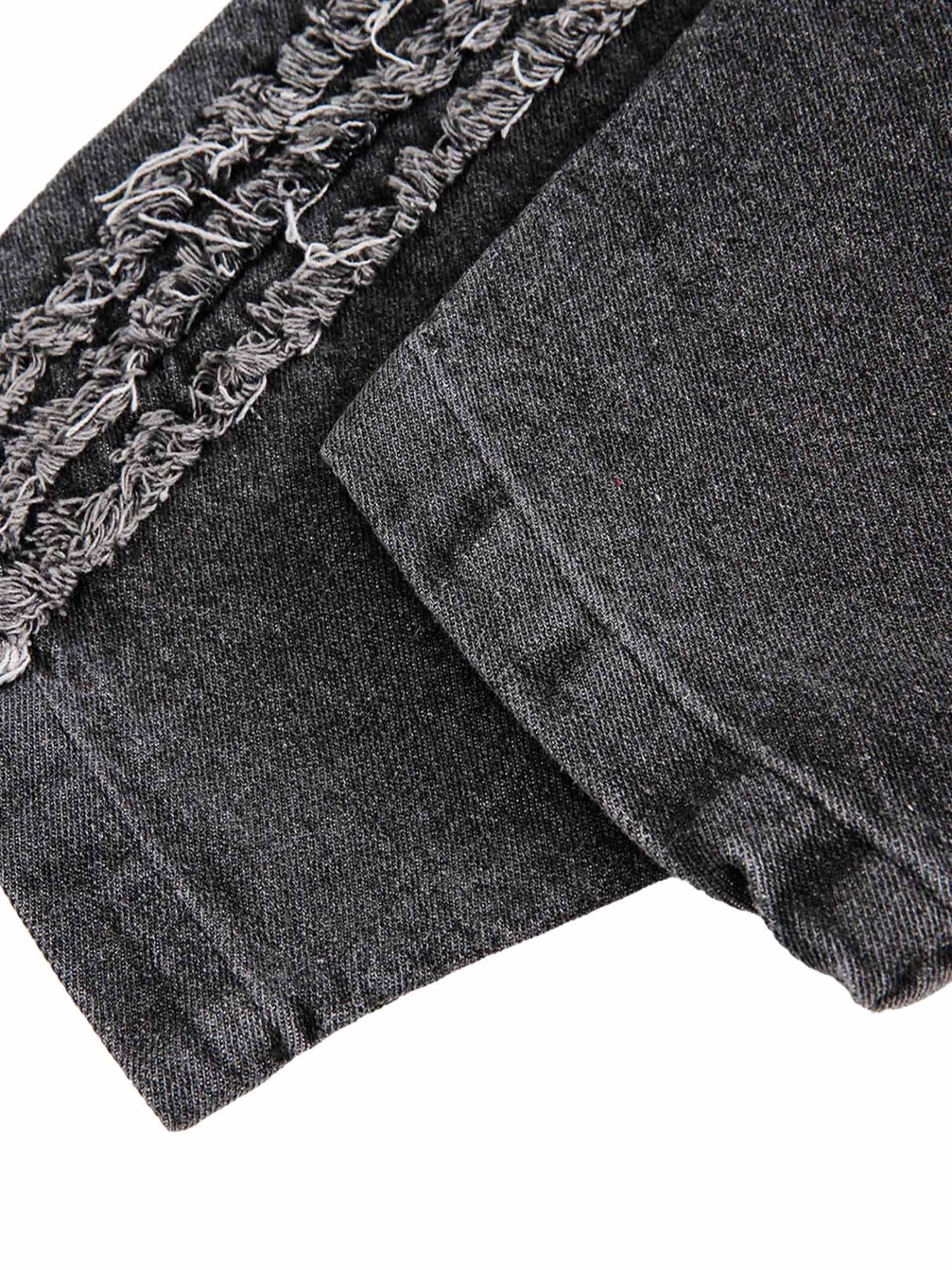 Ogulclon Retro Distressed Washed Denim Hoodie - 2176