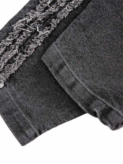 Ogulclon Retro Distressed Washed Denim Hoodie - 2176