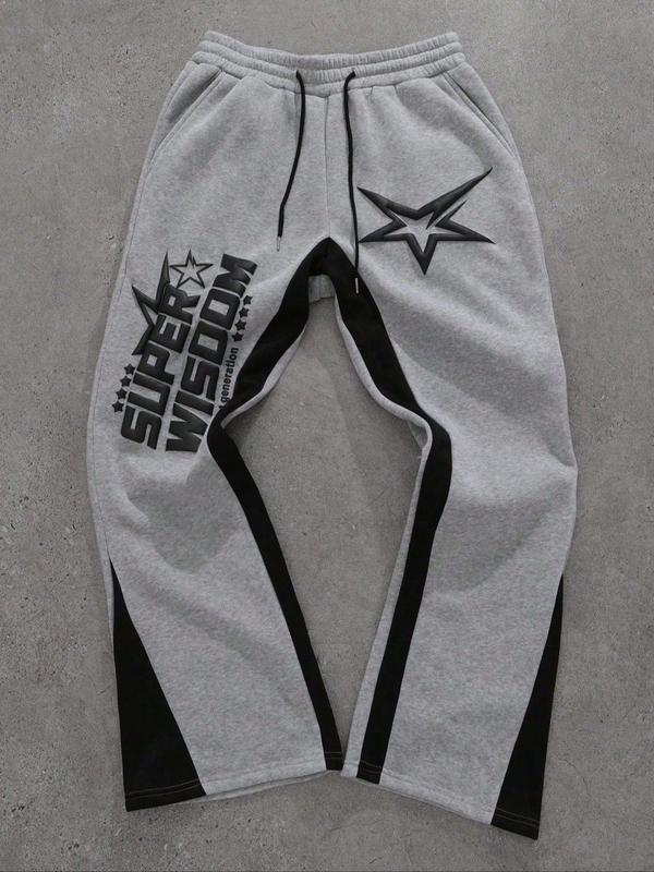 Colorblock Letter & Star Print Sweatpants
