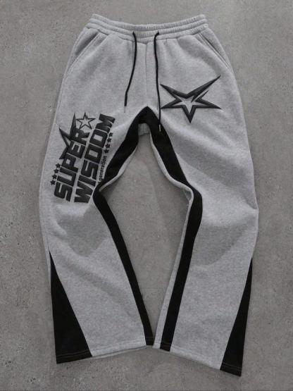 Colorblock Letter & Star Print Sweatpants