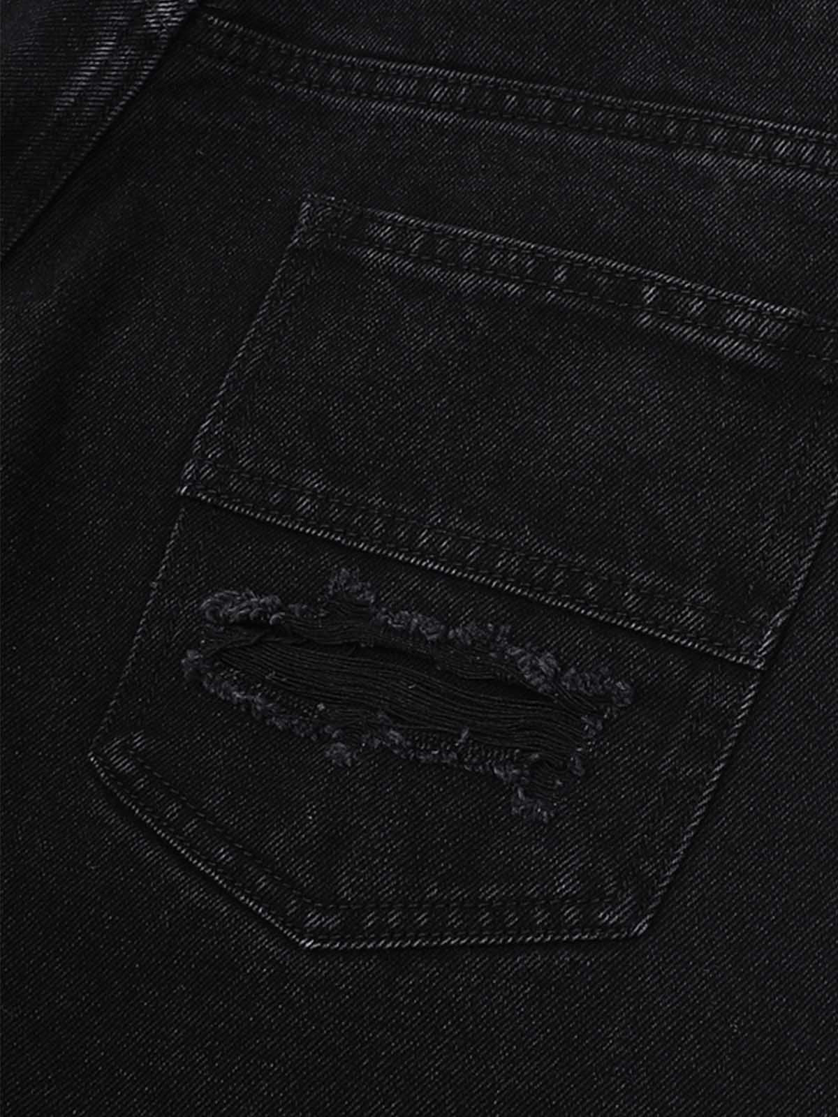 Ogulclon Patchwork Camouflage Ripped Shirt Jorts Denim Suit