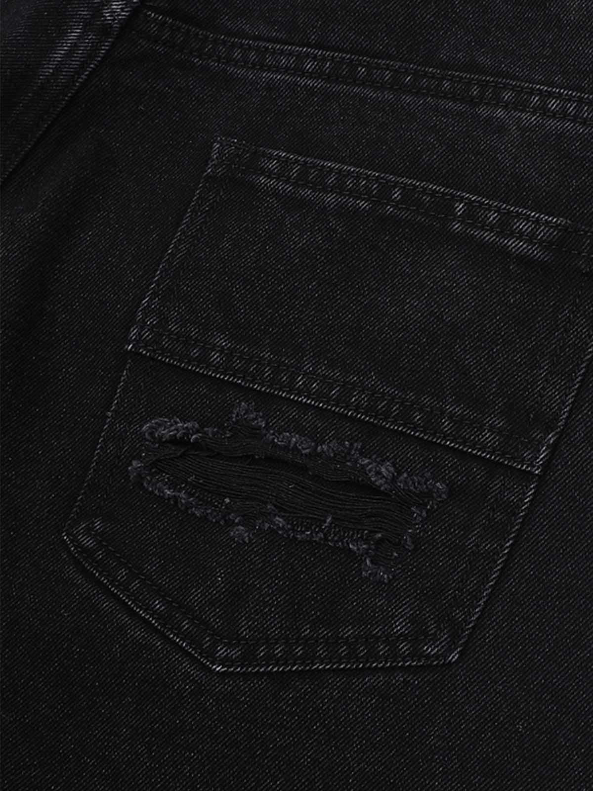 Ogulclon Patchwork Camouflage Ripped Shirt Jorts Denim Suit