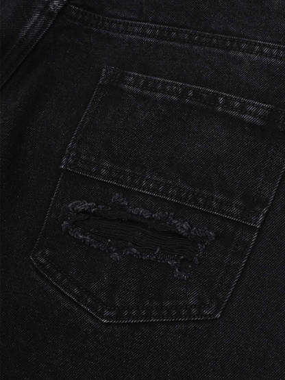 Ogulclon Patchwork Camouflage Ripped Shirt Jorts Denim Suit