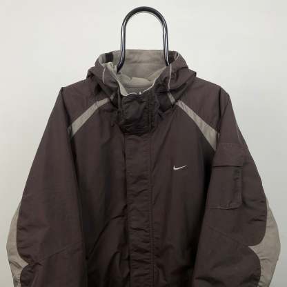 90s Reversible Fleece Coat Jacket Brown