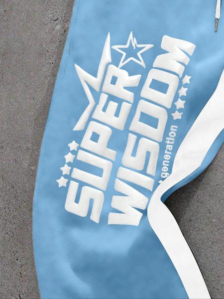 Men's Colorblock Letter & Star Print Sweatpants, Casual Comfy Jogger Pants for Daily Wear, Men's Trousers for All Seasons