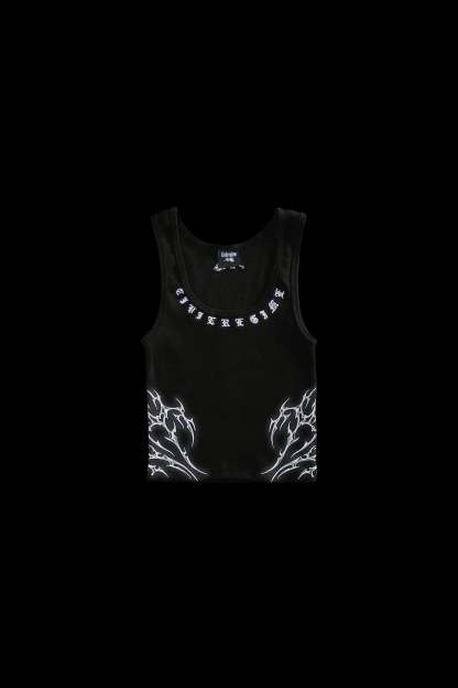 Nightfall Cropped Ribbed Tank in Black