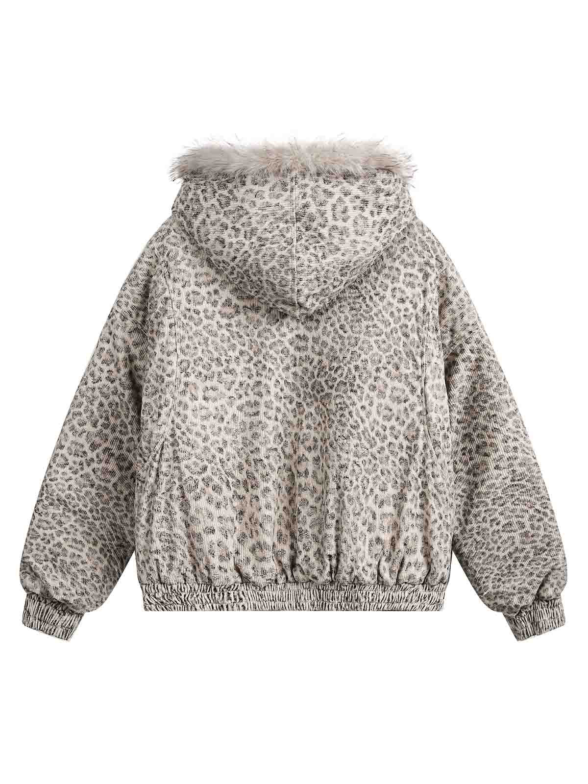 Cheetah Print Mink Fur Hooded Jacket - 2270