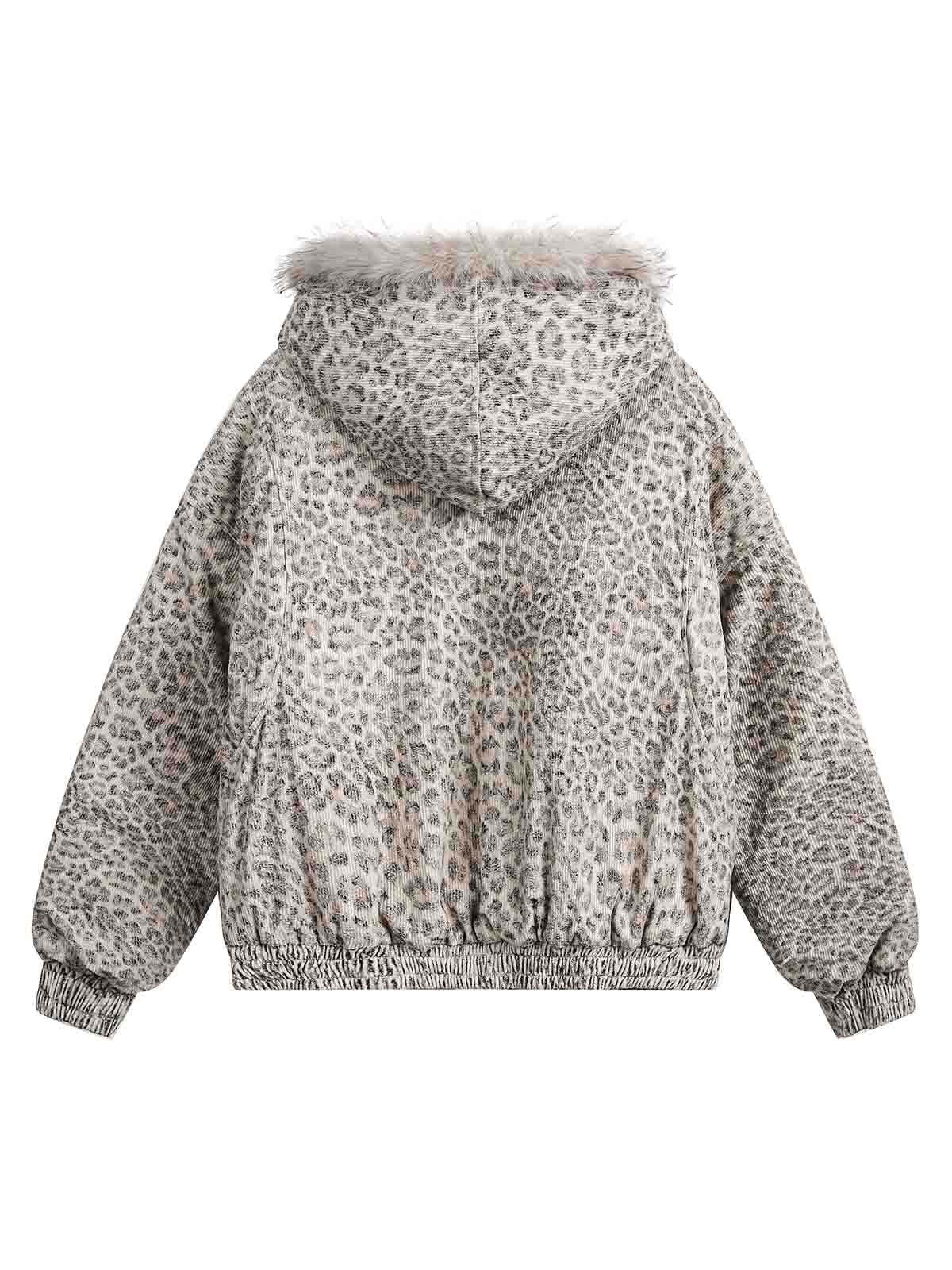 Cheetah Print Mink Fur Hooded Jacket - 2270