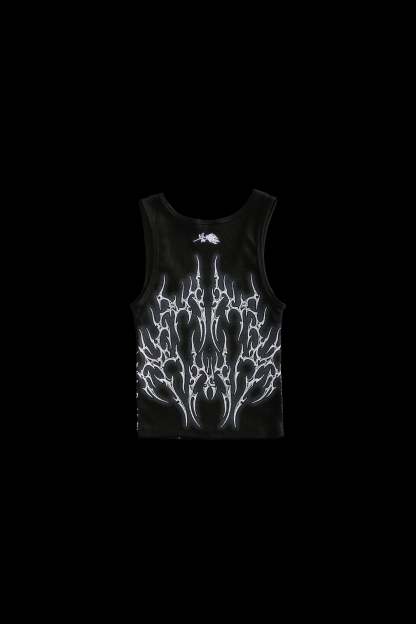 Nightfall Cropped Ribbed Tank in Black
