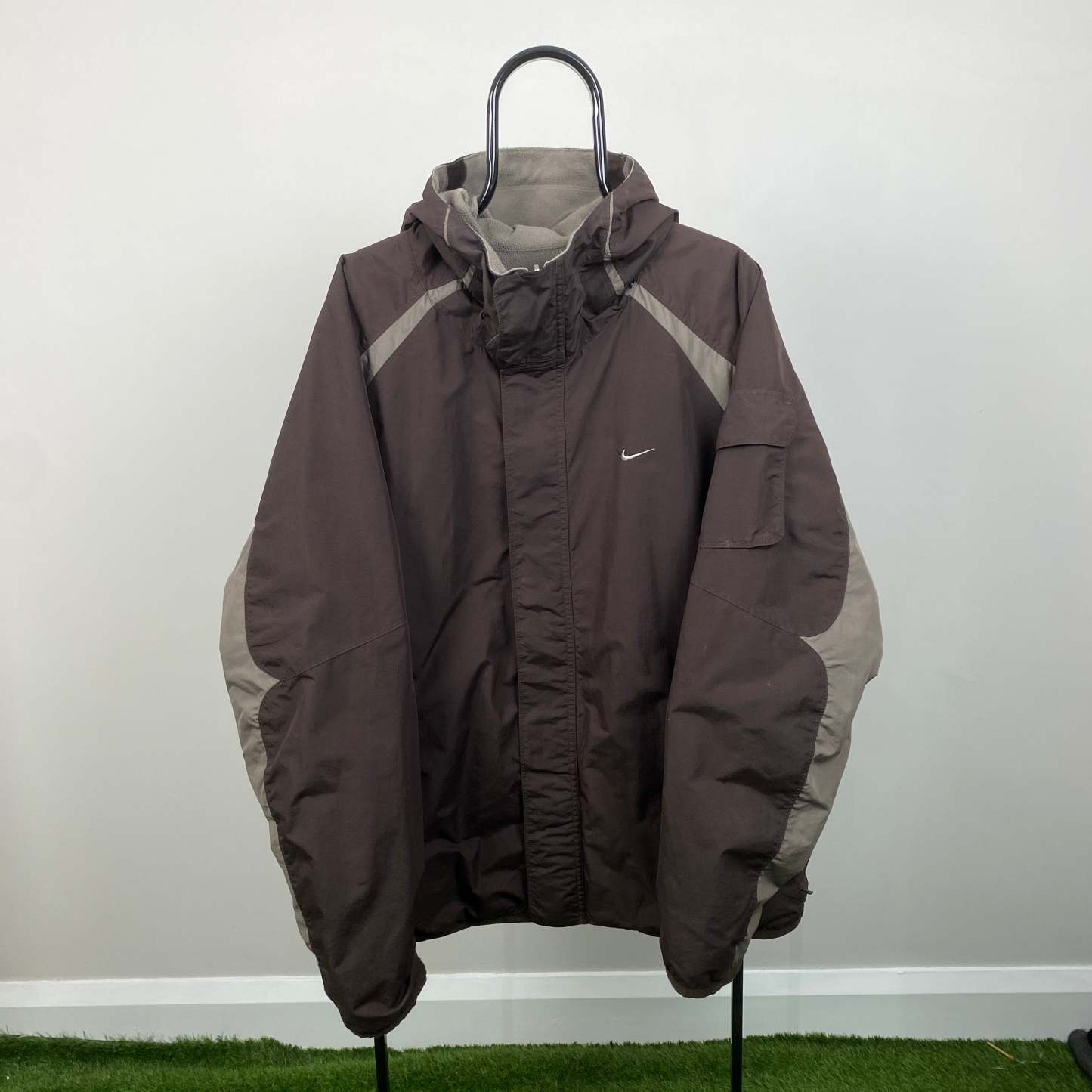 90s Reversible Fleece Coat Jacket Brown