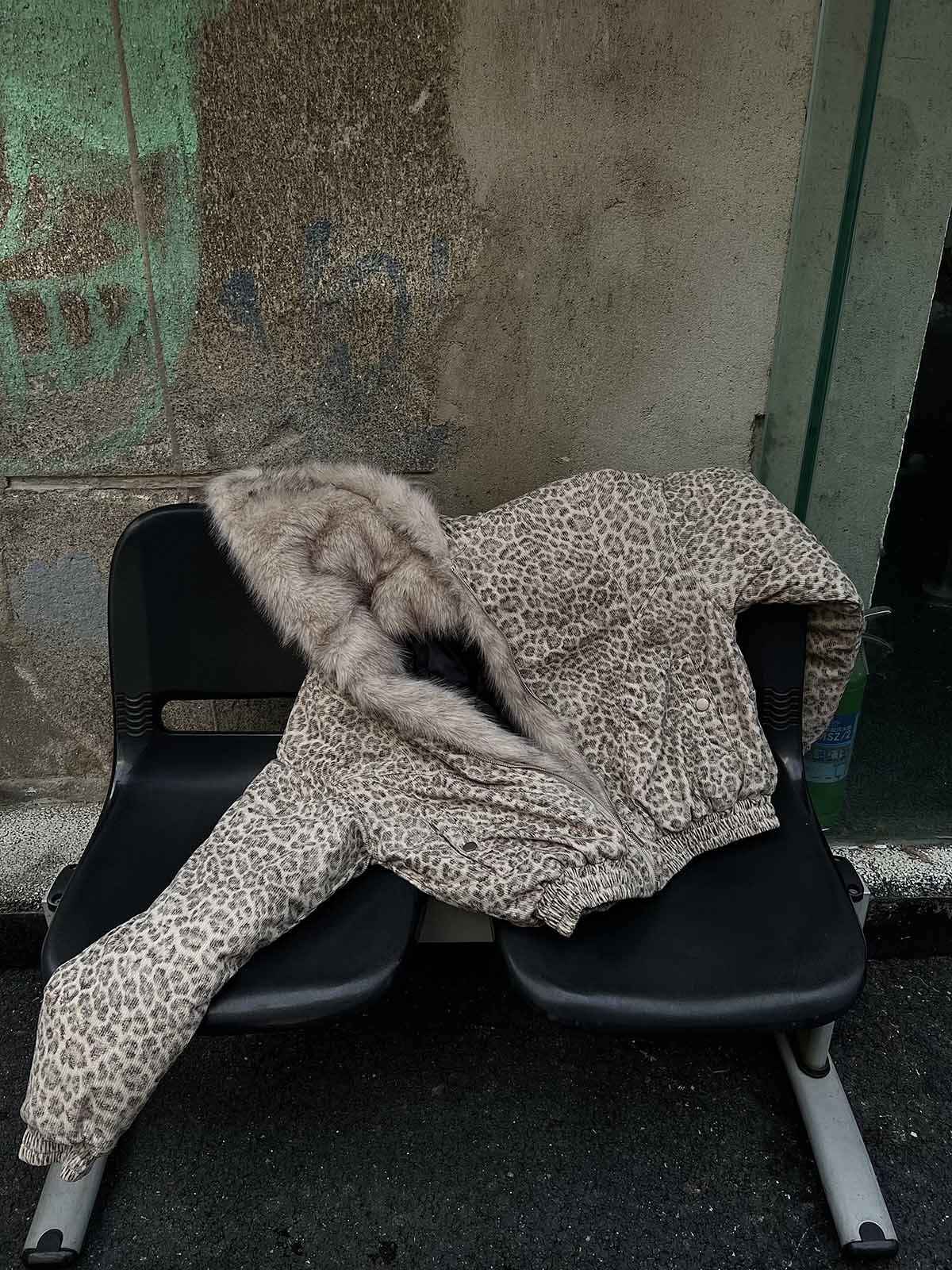 Cheetah Print Mink Fur Hooded Jacket - 2270