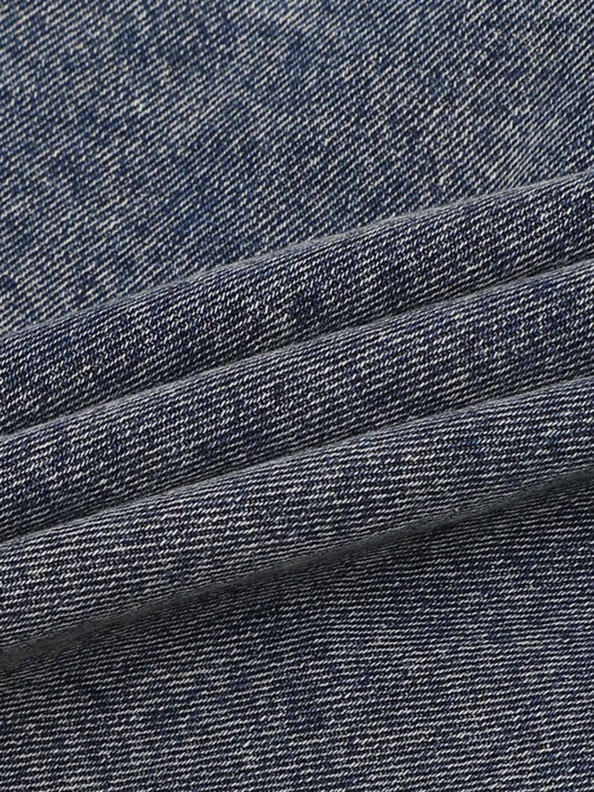 Ogulclon Patchwork Camouflage Ripped Shirt Jorts Denim Suit