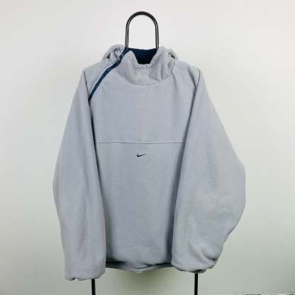 90s Nike Reversible Sidewinder Fleece Coat Jacket Blue Grey 