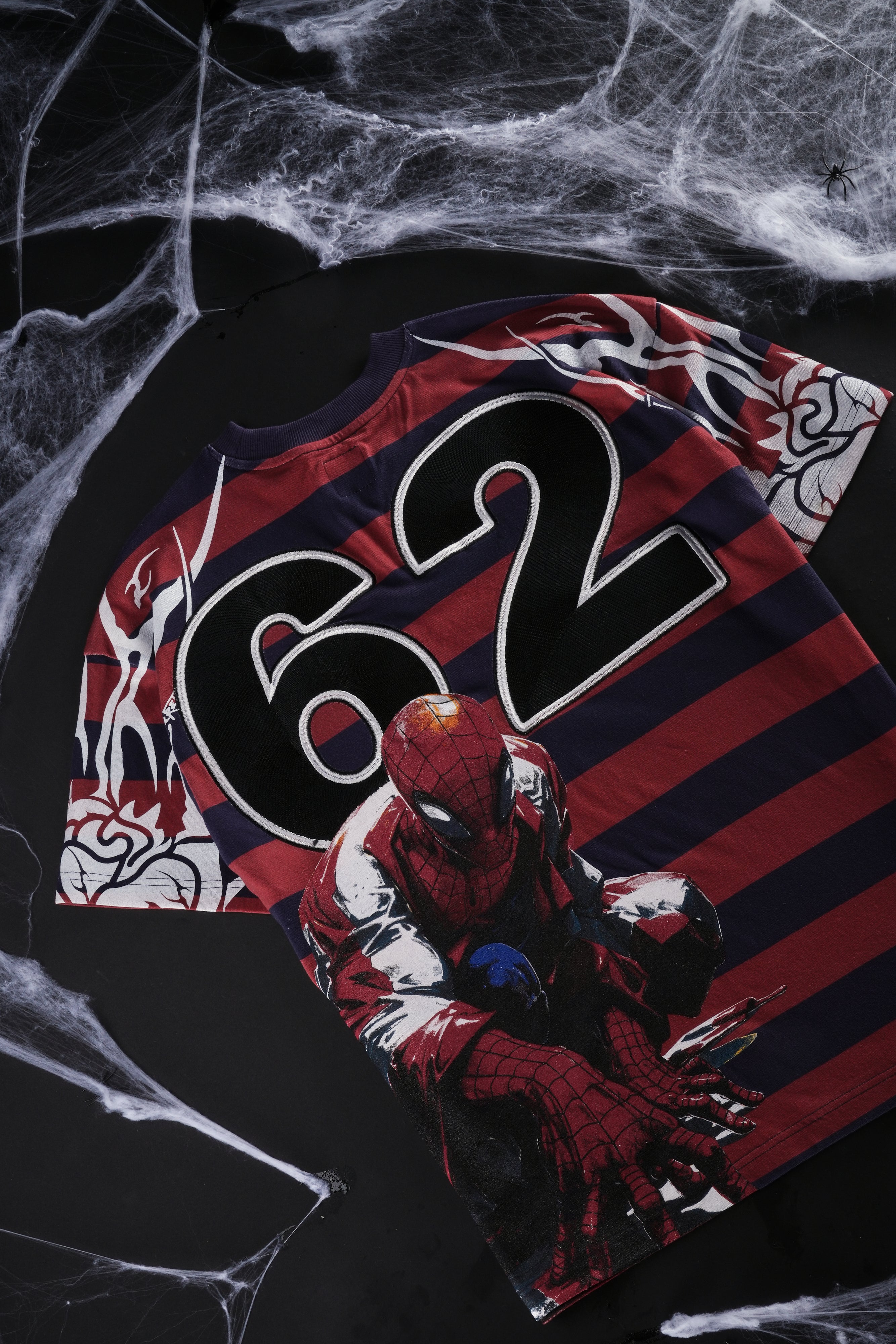American Chaos SBS 199X Oversized Tee in Blue/Red Stripes