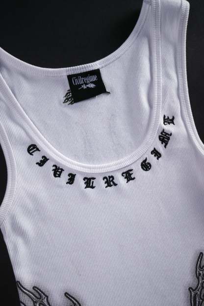 Nightfall Cropped Ribbed Tank in White