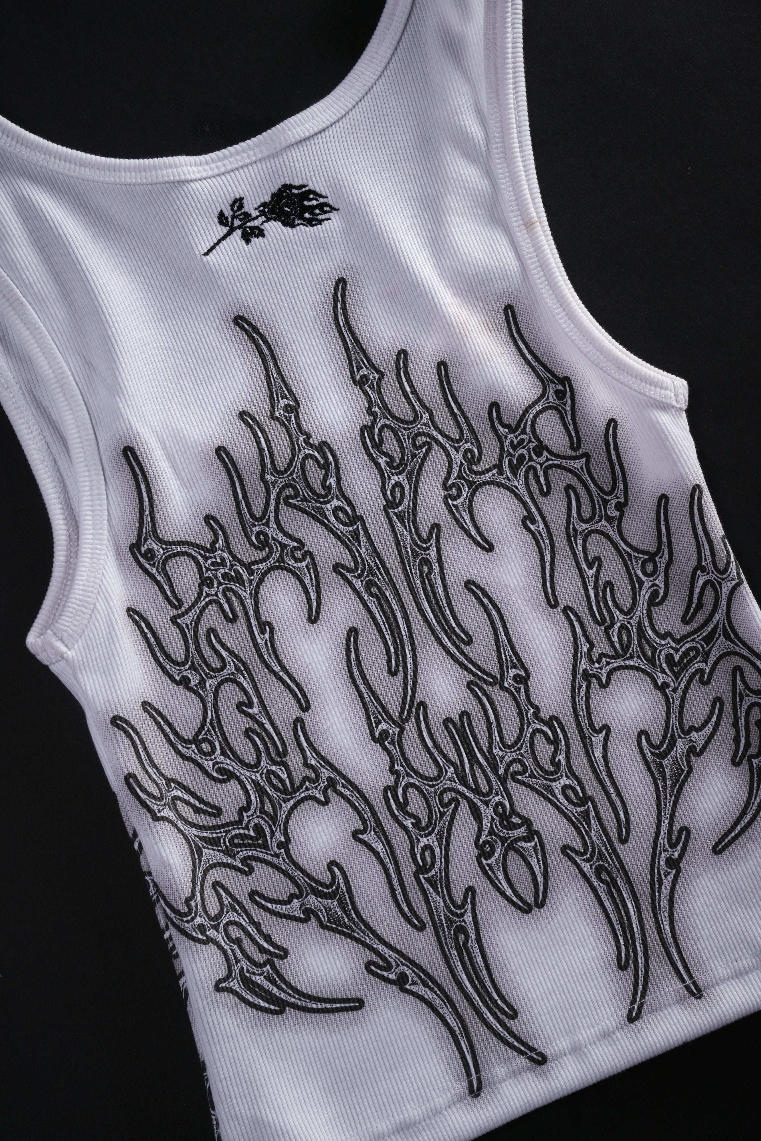 Nightfall Cropped Ribbed Tank in White