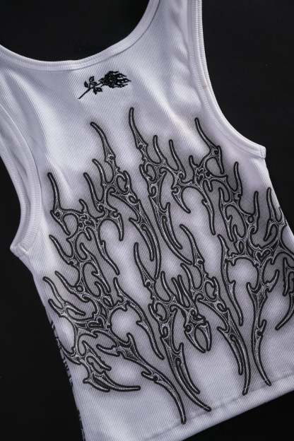 Nightfall Cropped Ribbed Tank in White