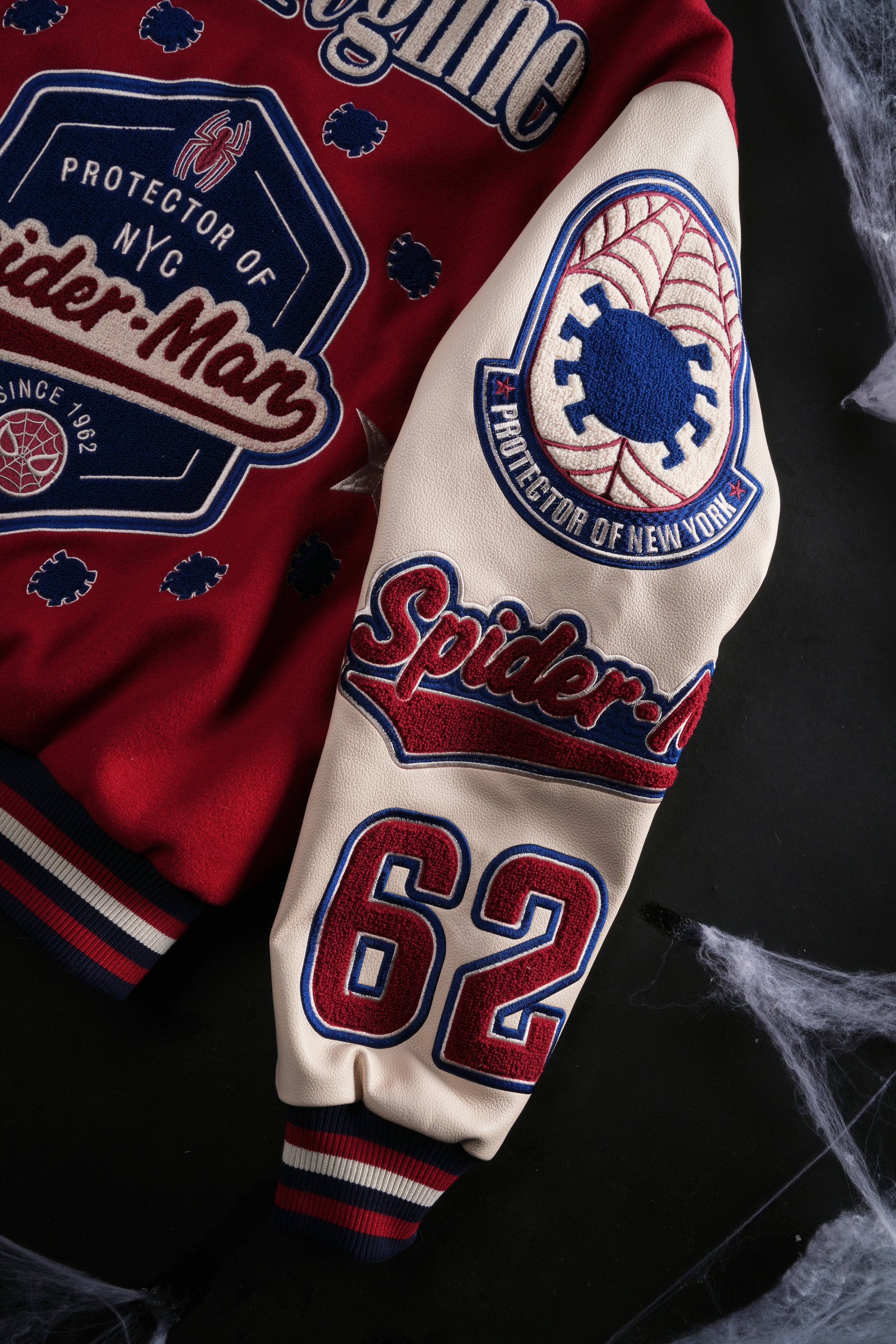 Protector Of NYC Letterman Jacket in Red/Sand