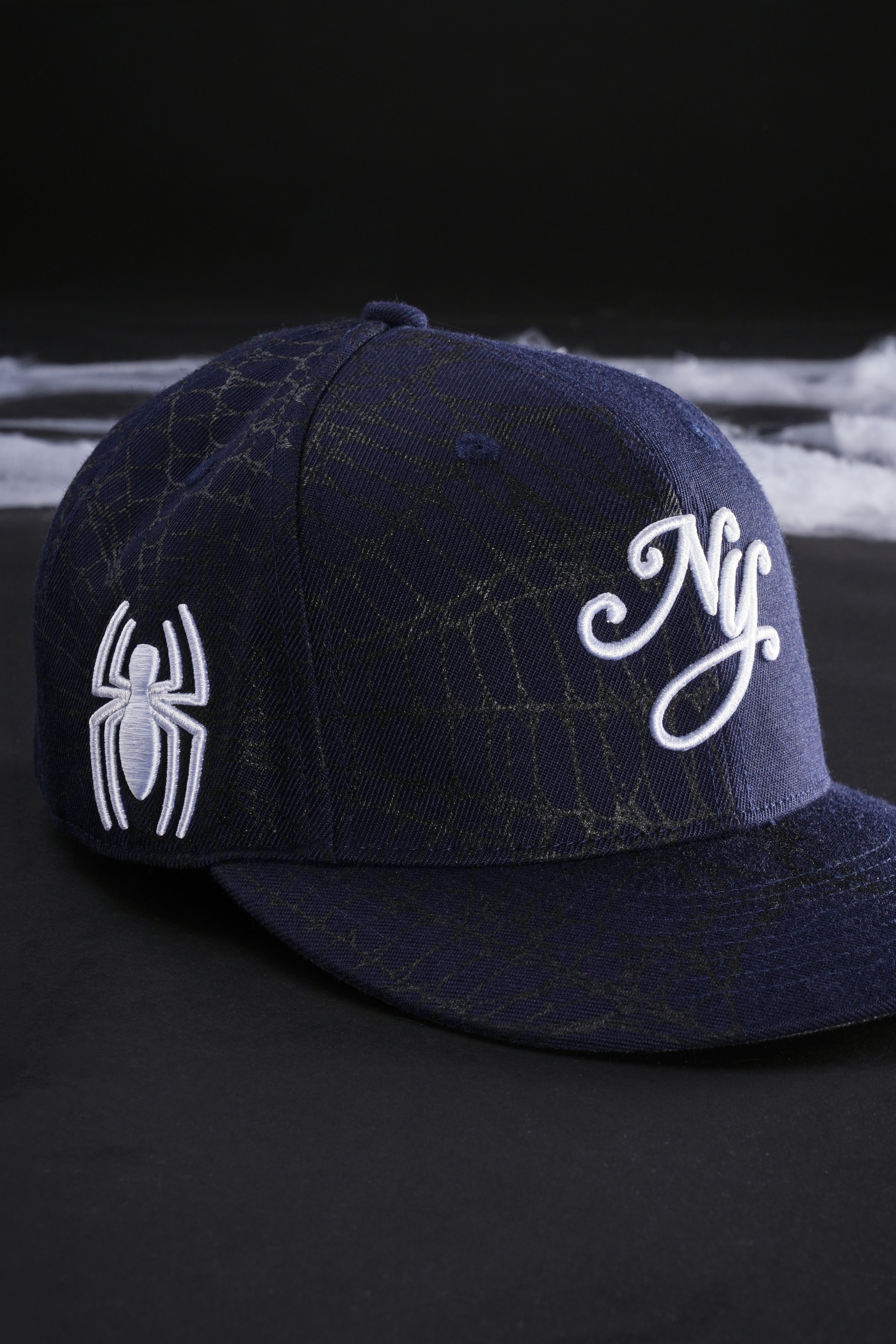 New York Webs Fitted Hat in Navy Blue