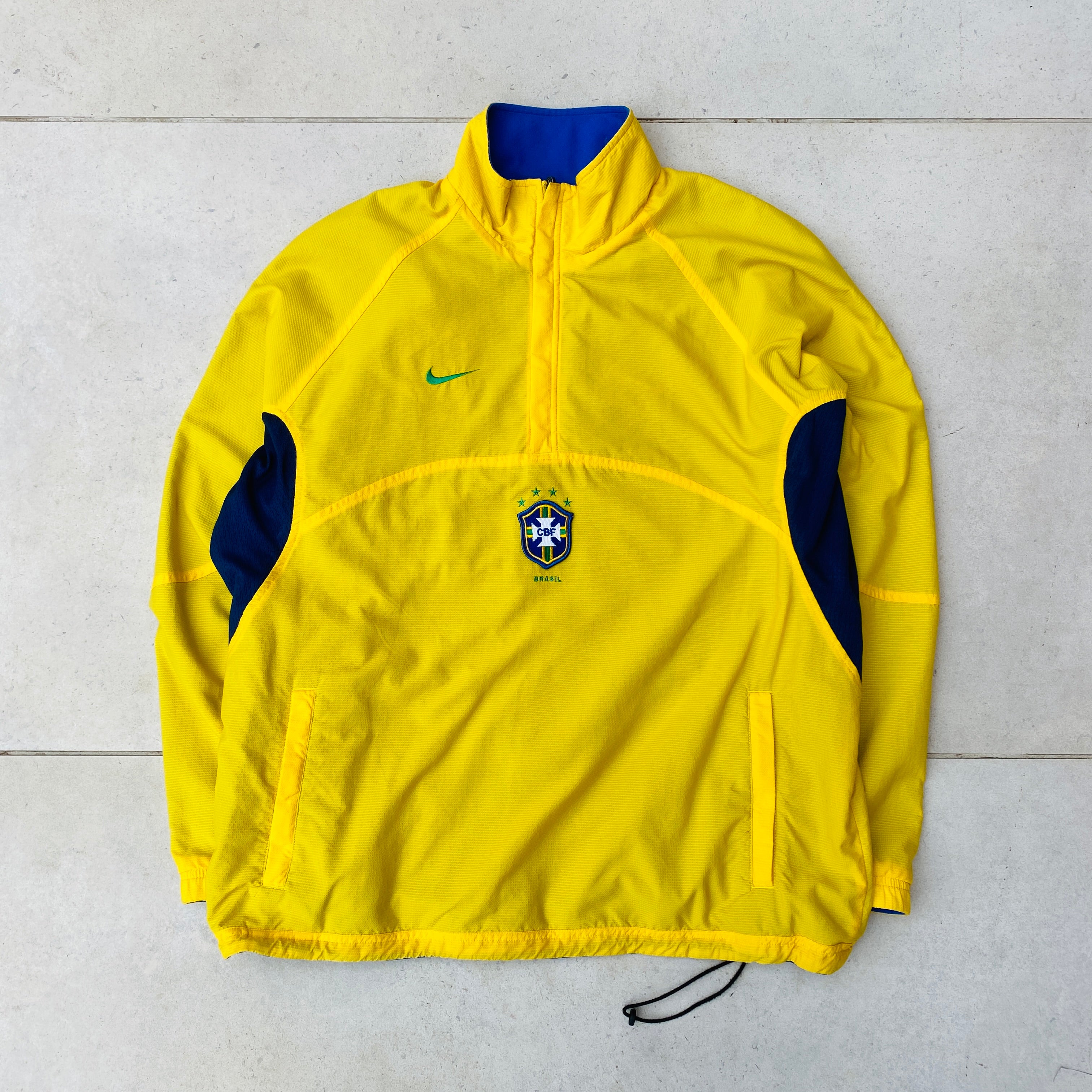 90s Brazil Reversible Windbreaker Jacket Yellow Blue