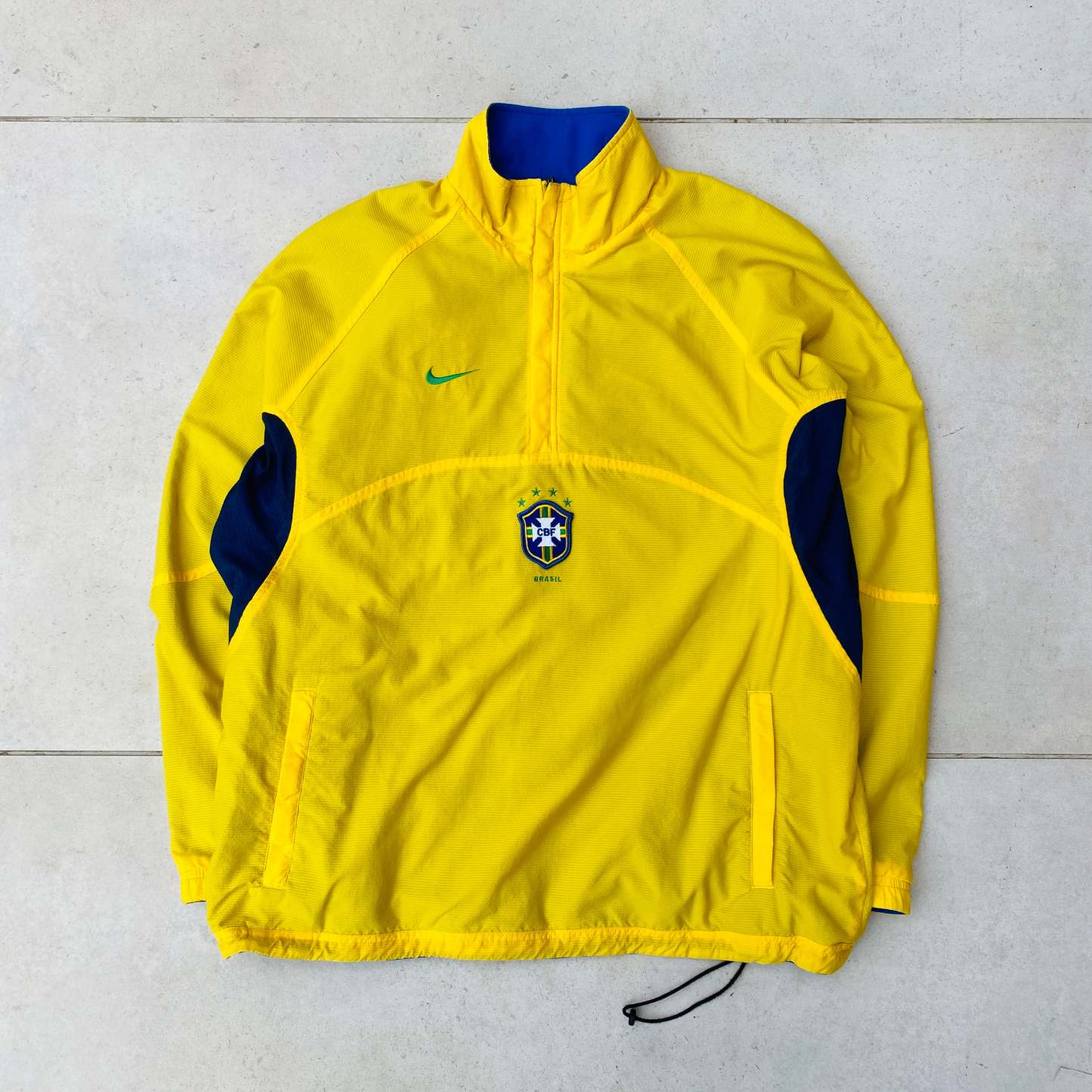 90s Brazil Reversible Windbreaker Jacket Yellow Blue