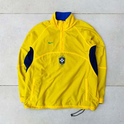 90s Brazil Reversible Windbreaker Jacket Yellow Blue