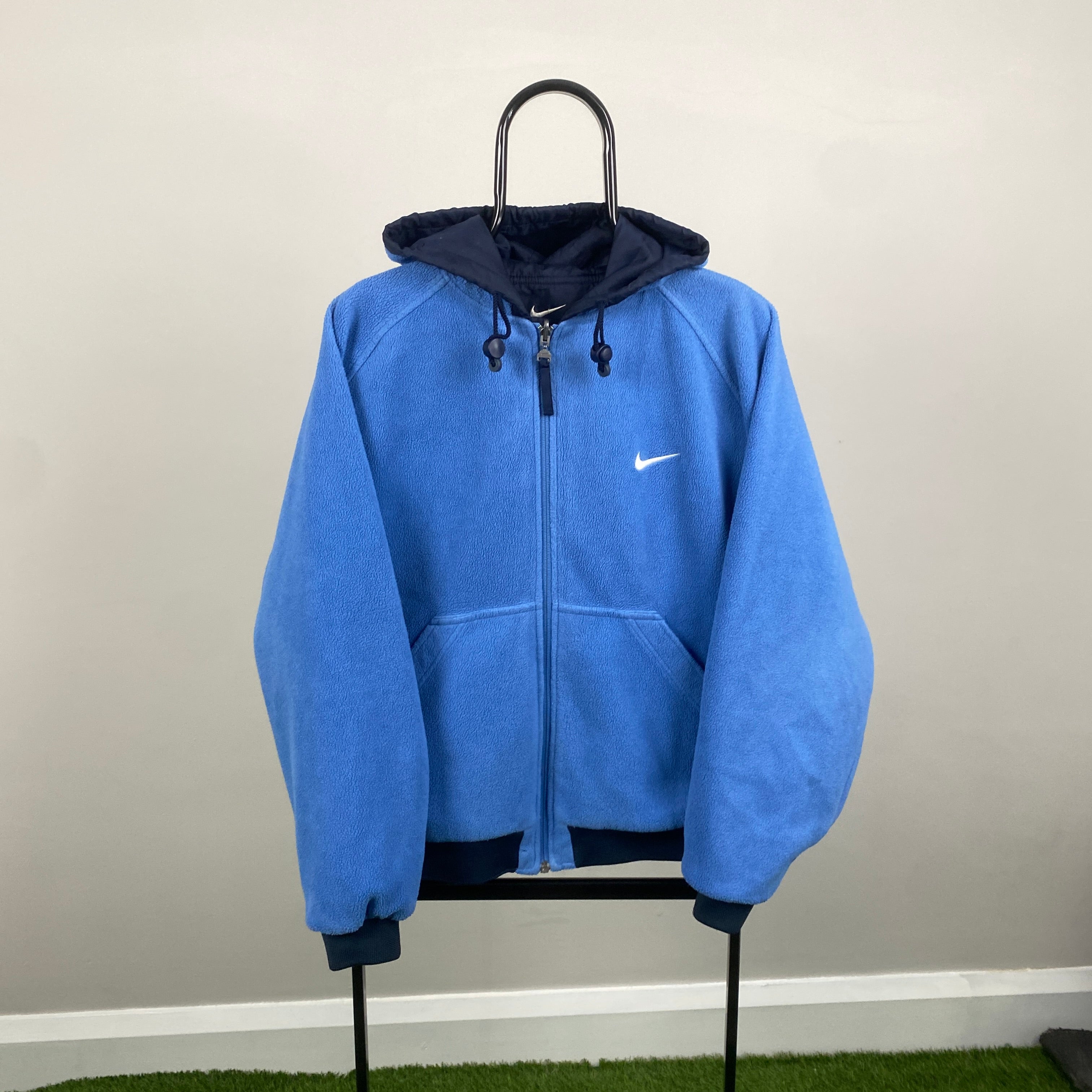 90s Reversible Fleece Coat Jacket Blue