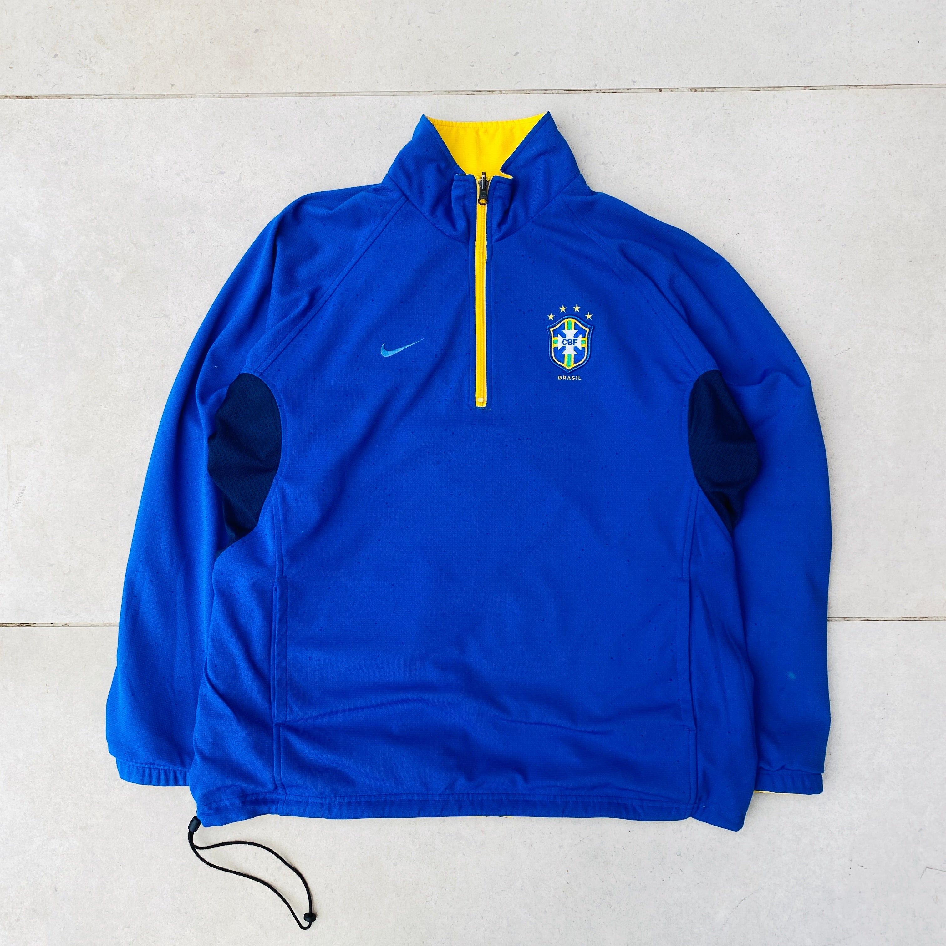 90s Brazil Reversible Windbreaker Jacket Yellow Blue