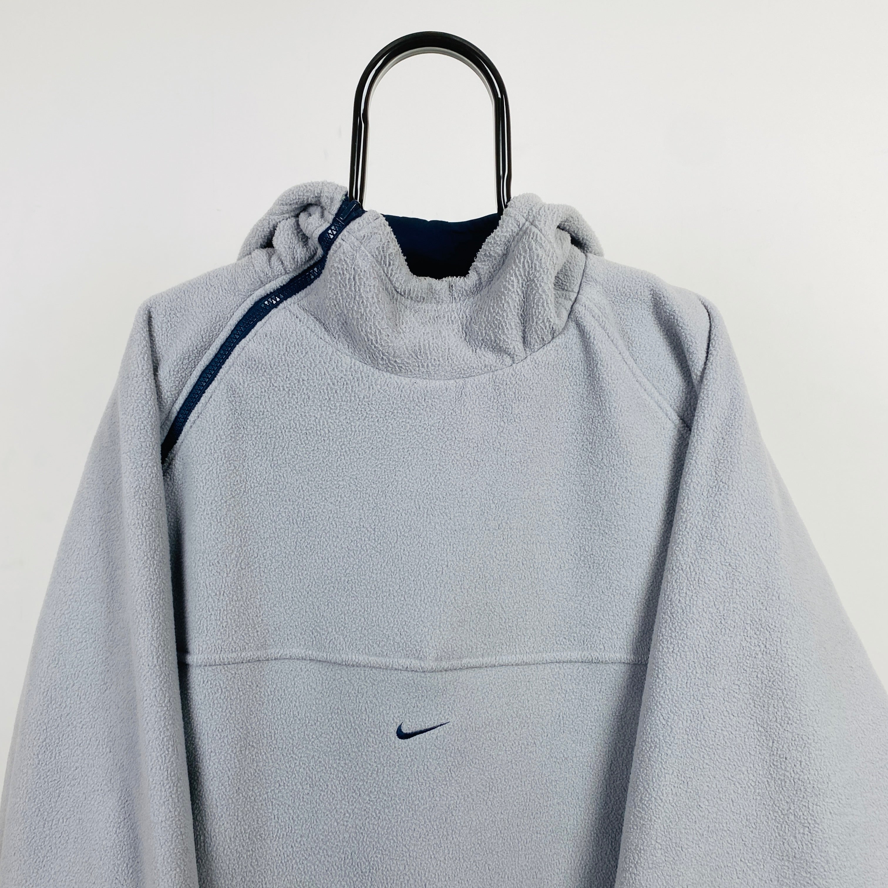 90s Nike Reversible Sidewinder Fleece Coat Jacket Blue Grey 