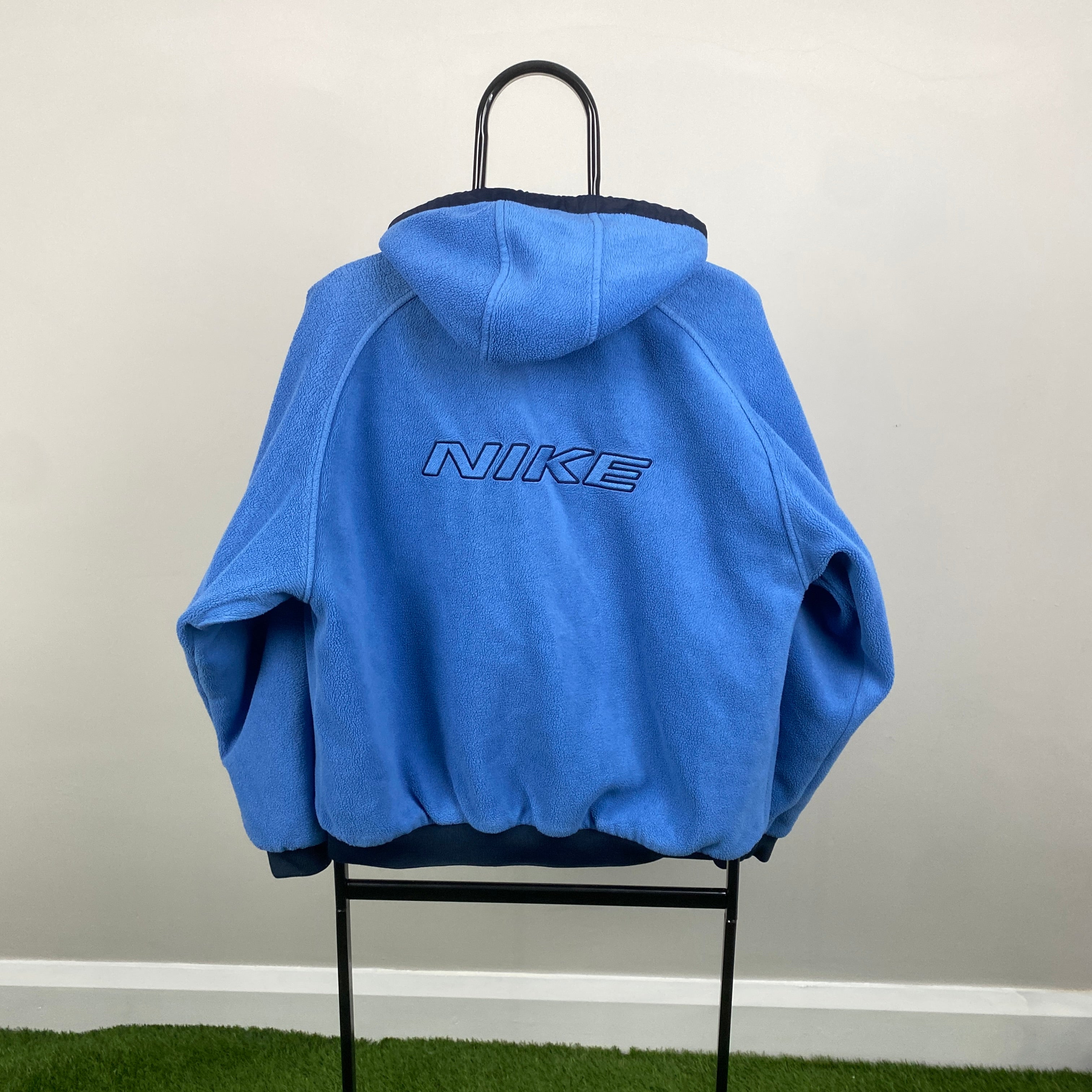 90s Reversible Fleece Coat Jacket Blue