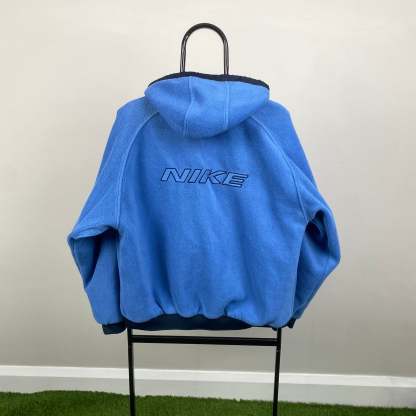 90s Reversible Fleece Coat Jacket Blue