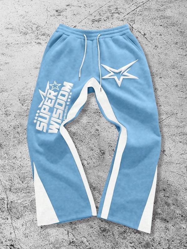 Colorblock Letter & Star Print Sweatpants