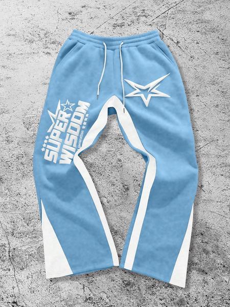 Men's Colorblock Letter & Star Print Sweatpants, Casual Comfy Jogger Pants for Daily Wear, Men's Trousers for All Seasons