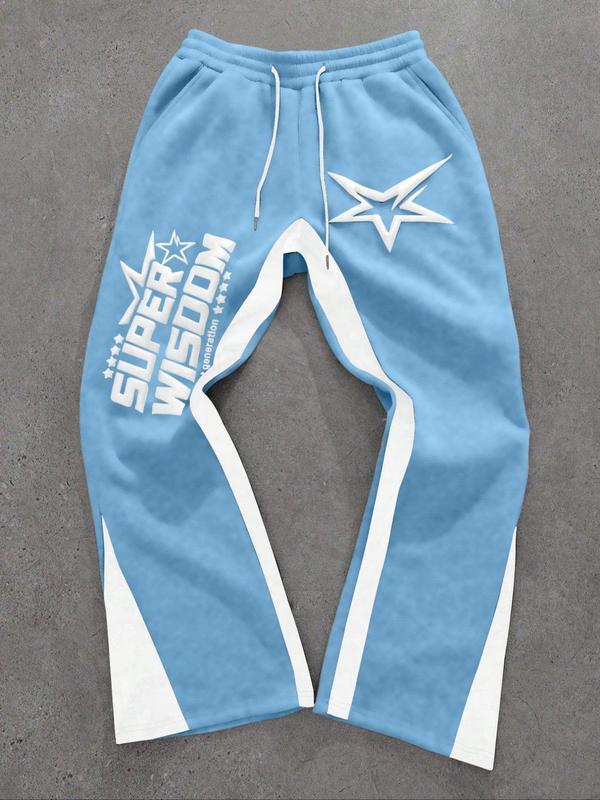 Colorblock Letter & Star Print Sweatpants