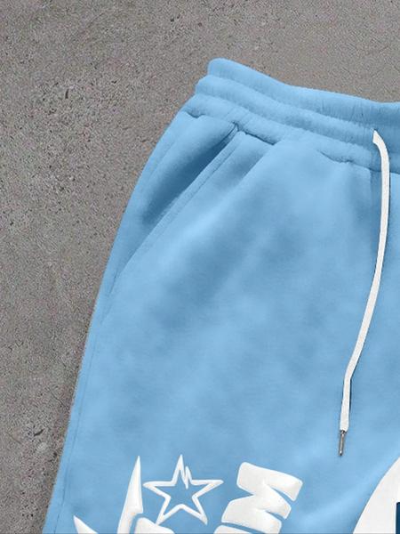 Men's Colorblock Letter & Star Print Sweatpants, Casual Comfy Jogger Pants for Daily Wear, Men's Trousers for All Seasons