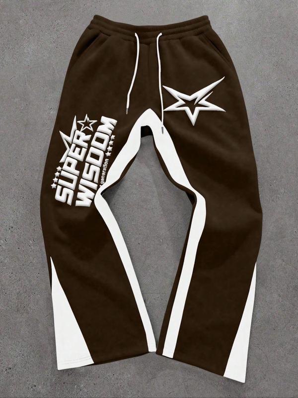 Colorblock Letter & Star Print Sweatpants