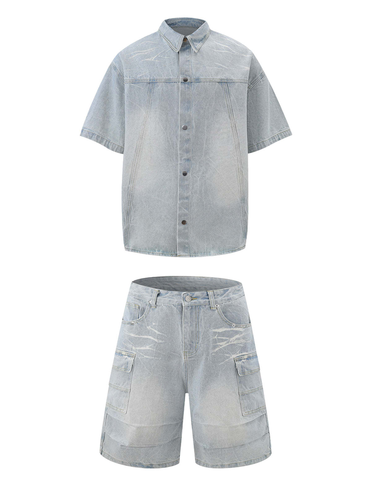 Short Sleeve Shirt & Shorts Denim Set