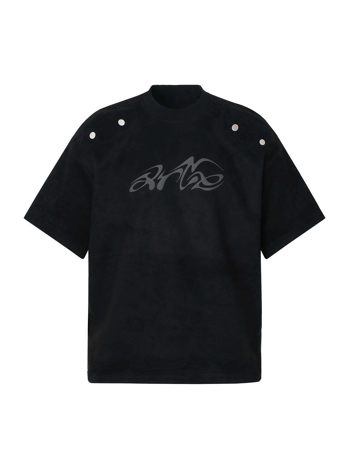 Metallic Print Suede Crew Neck T-Shirt